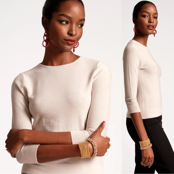 Frances Valentine NWT Rebekah Top Knit Lurex Champagne Wool Blend Womens 3X - Picture 1 of 7